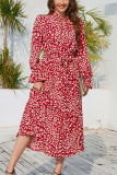 Leopard Print Frill Split Collar Maxi Dress
