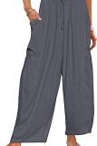 High Waist Drawstring Pockets Wide Leg Pants