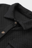Black Lattice Texture Retro Flap Pocket Button Shacket