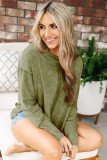 Green Exposed Seamed High Low Raw Edge Sweatshirt