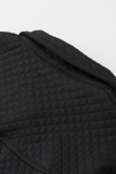 Black Lattice Texture Retro Flap Pocket Button Shacket