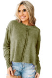 Green Exposed Seamed High Low Raw Edge Sweatshirt