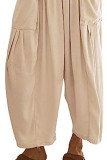 High Waist Drawstring Pockets Wide Leg Pants