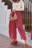 High Waist Drawstring Pockets Wide Leg Pants