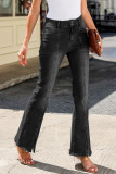 Black Exposed Seam Split Flare Jeans