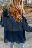 Blue Waffle Patchwork Vintage Washed Hooded Jacket