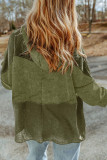 Green Waffle Patchwork Vintage Washed Hooded Jacket