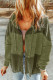 Green Waffle Patchwork Vintage Washed Hooded Jacket