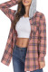Plaid Open Button Hooded Shirt Jacket