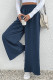 Dark Blue Swiss Dot Elastic Waist Wide Leg Pants
