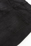 Black Exposed Seam Split Flare Jeans