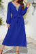 Plain V Neck Lace Pleated Maxi Dress