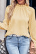 Apricot Frilled Mock Neck Ripple Bubble Sleeve Blouse