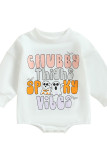 White Halloween Print Baby Romper