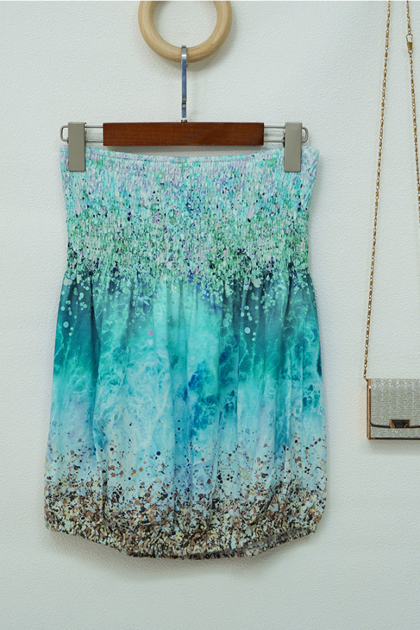 Blue Gradient Color Strapless Bandeau Tank Top