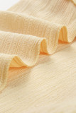 Apricot Frilled Mock Neck Ripple Bubble Sleeve Blouse
