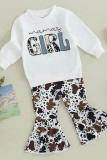 Mama's Girl Cow Print Girl Top With Bell Pants 2pcs Set