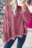 Brown Exposed Seam Drop Shoulder Raw Hem Oversized Sweatshirt