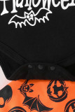 Pumpkin Print Baby Romper With Pants and Hat 3pcs Set