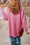 Pink Drop Shoulder Ribbed Trim Plus Size Sweatshirt