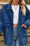 Plain Washed Denim Big Pockets Oversize Jacket