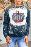 Colorful Pumpkin Flower Bleached Bleached Plus Size Top
