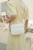 Aztec Strap Plain Zipper Leather Crossbody Bag