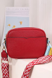 Aztec Strap Plain Zipper Leather Crossbody Bag