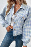 Plaid Metal Button Short Length Jacket