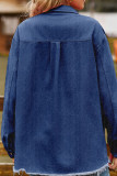 Plain Washed Denim Raw Trim Button Up Jacket