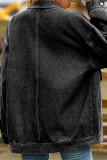 Plain Washed Denim Big Pockets Oversize Jacket