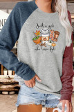 Just a Girl Who Loves Fall Color Block Sleeves Plus Size Top