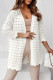 White Wavy Trim Open Knit Long Sleeve Cardigan