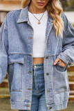 Plain Washed Denim Big Pockets Oversize Jacket