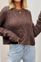 Cable Knit Hollowed Plain Knitting Sweater