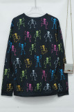 Halloween Print Crew Neck Long Sleeves Top
