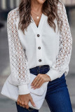 White Open Button Lace Sleeves Cardigan