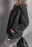 Plain Pocket Oversize Pullover Sweatshirt
