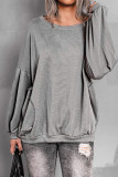 Plain Pocket Oversize Pullover Sweatshirt