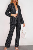 Stripes Suit Coat and Flare Pants Set