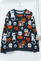 Halloween Print Crew Neck Long Sleeves Top