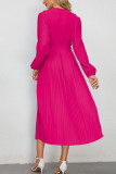 Plain Wrap V Neck Ruffles Pleated Maxi Dress