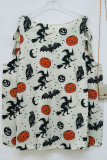 Halloween Print Zipper Down Hollow Out Long Sleeves Top