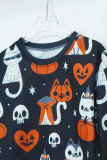 Halloween Print Crew Neck Long Sleeves Top