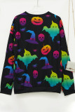 Halloween Print Crew Neck Long Sleeves Top