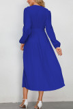 Plain Wrap V Neck Ruffles Pleated Maxi Dress