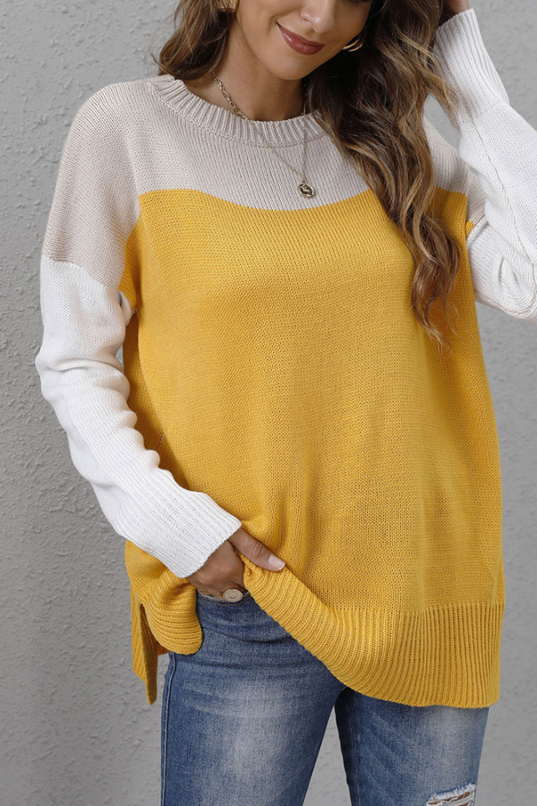 Colorblock Knitting Pullover Sweater