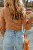 Brown Plus Size Ribbed Slim Fit Knit Top