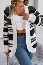 Colorblock Pockets Front Open Cardigan