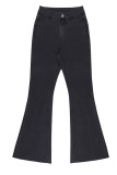High Waist Disterssed Elastic Flare Jeans